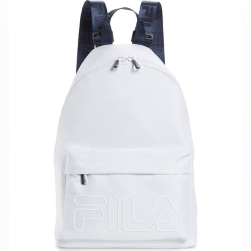 FILA All White Backpack Blue Straps